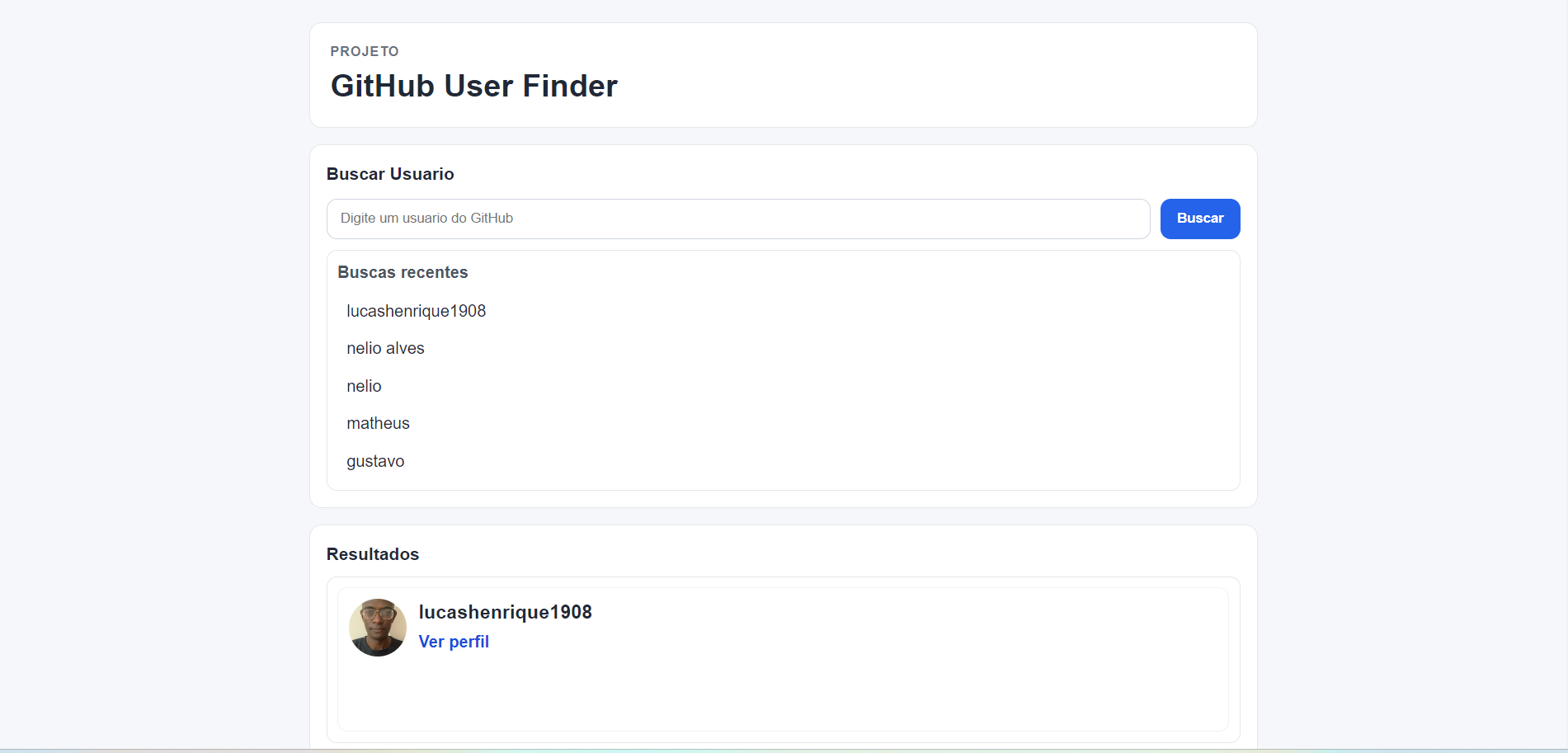 GitHub Finder User project preview
